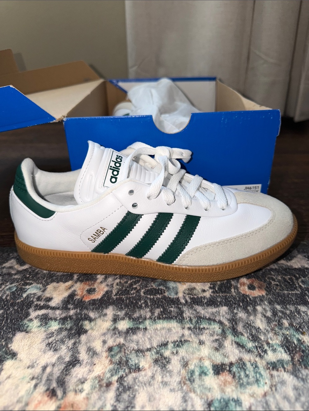 adidas Samba Golf - White & Green with Gum Sole